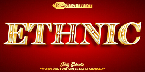 Golden Red Luxury Historic Cultural Ethnic Vector Editable Text Effect Template