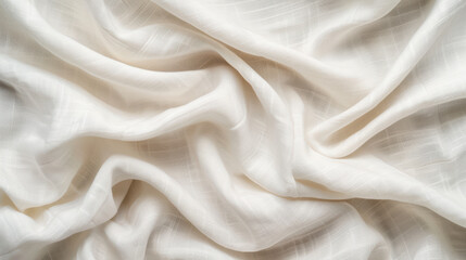 Obraz premium Smooth white fabric with soft folds creating a light, airy texture. Ideal for background, design, or textile inspiration.
