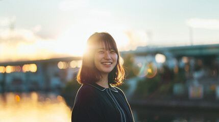 Obraz premium ぽっちゃりとした体型のアジア人女性