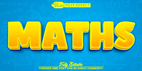 Math Teacher Yellow Blue Vector Editable Text Effect Template