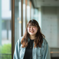 Fototapeta premium ぽっちゃりとした体型のアジア人女性