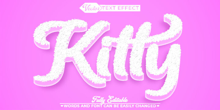 Cartoon Pink Kitty Vector Editable Text Effect Template