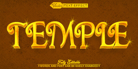 Shiny Golden Temple Vector Editable Text Effect Template
