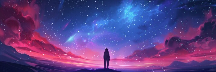 Fototapeta premium Abstract Colorful Space Galaxy Nebula, Starry Night Universe, Cosmic Science Astronomy, Supernova Background Wallpaper, Watercolor and Ink Style, AI-Generated 4K High-Definition Illustration.