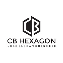 CB Letter hexagon logo vector image