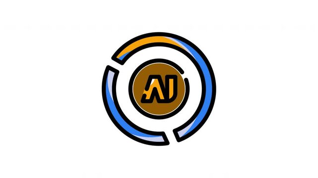 Refreshing digital AI AJ inside, outlined in black, and two blue arrows. Suitable for business presentations or educational materials.