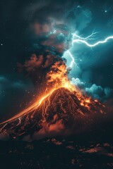 Volcano with Lightning