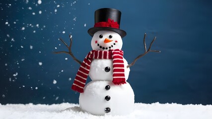 A joly snowman on a dark blue background