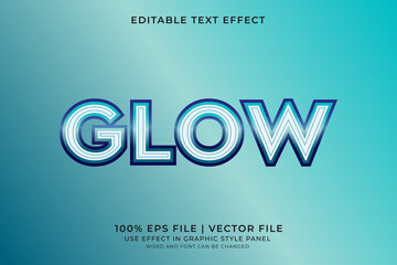 Glow text effect editable vector