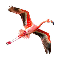 Flying flamingo isolated on PNG