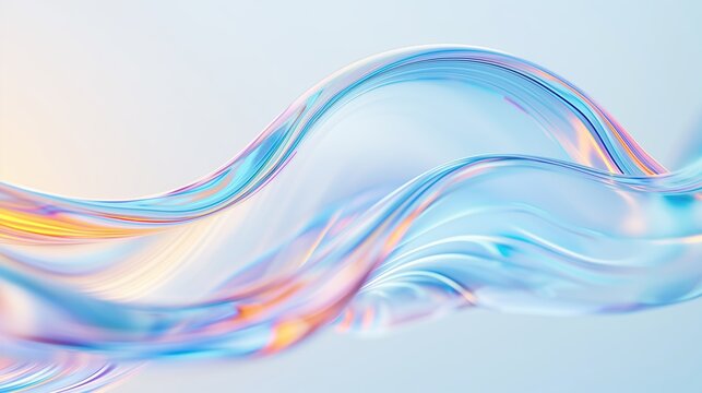 Fluid glass shapes morphing and merging, abstract, ethereal, colorful