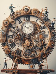 People Working on Clock