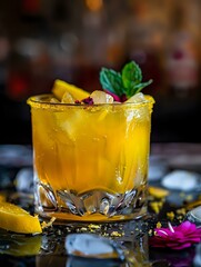 Golden Hue Amber Bourbon Vibrant Yellow Lemon Zest