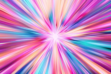 Obraz premium A vibrant burst of neon pastel colors radiating from a central point, with abstract dimensional lines