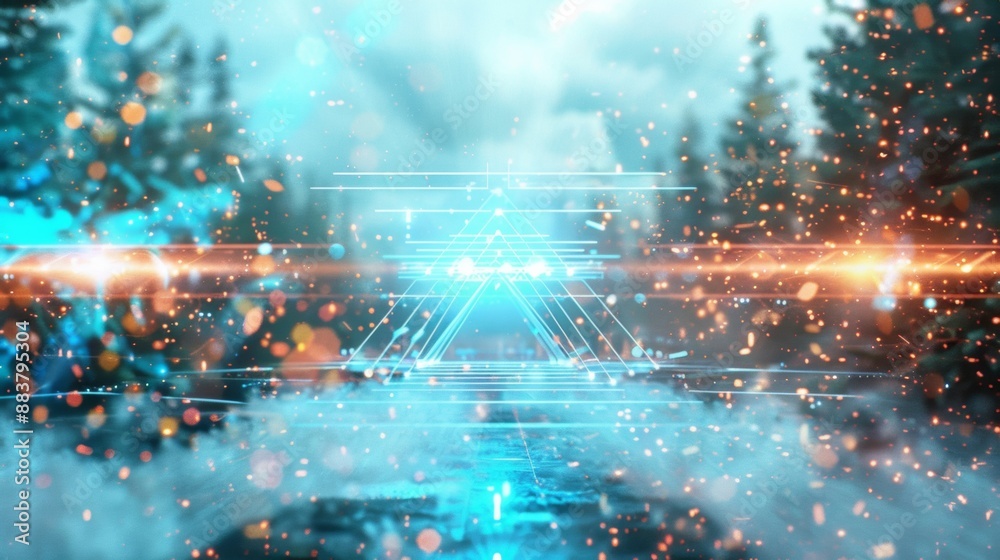 Leinwandbilder futuristic abstract background with vibrant geometric patterns and digital elements in a modern aest
