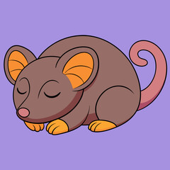 Cute sleeping rat vector illustration