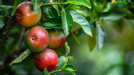 Obraz premium Combava fruit on a leafy tree