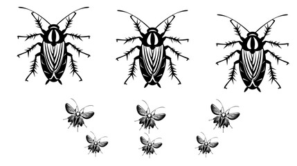 vector isolated set of insect silhouettes,Hand drawn vector illustration. Vector drawing of tree honeybee