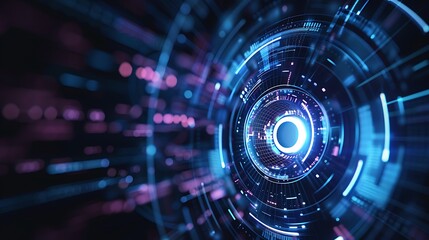 Ai generated Colorful Abstract Virtual digital Circular Circle Element For Modern Futuristic Science Fiction or Technology Science Fiction Concept.