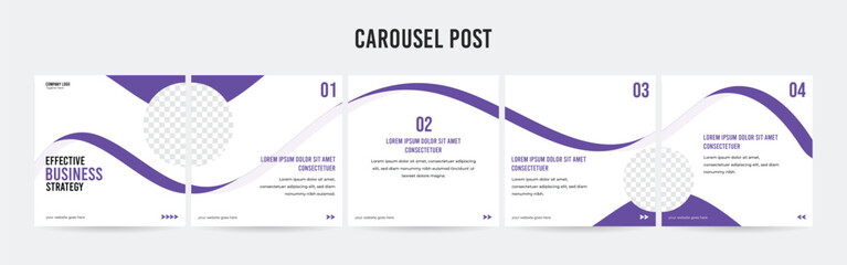 Set of minimalist business carousel post, Customize social media template design, Instagram and Linkedin carousel post, template eps 10.