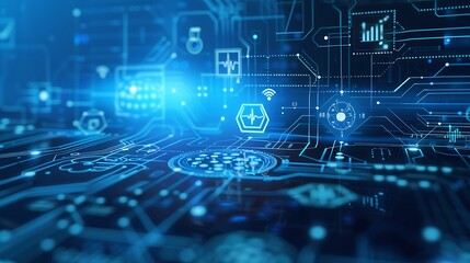 Ai generated illustration of Software Process system in blue for Futuristic Modern Technology concept.
