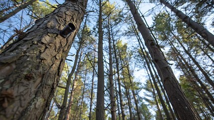 Consider cameras put on pine trees in tall forests to track the location of wildlife