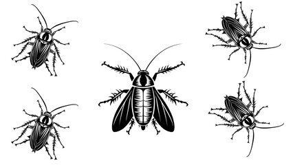 vector isolated set of insect silhouettes,Hand drawn vector illustration. Vector drawing of tree honeybee