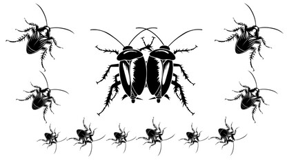 vector isolated set of insect silhouettes,Hand drawn vector illustration. Vector drawing of tree honeybee