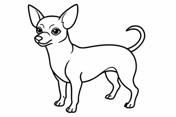 Chihuahua Dog breed line art vector Isolated on white background 