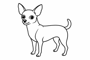 Chihuahua Dog breed line art vector Isolated on white background 