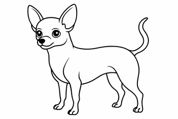 Chihuahua Dog breed line art vector Isolated on white background 