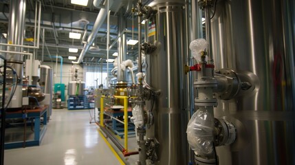 A pilot plant where engineers scale up new chemical processes from the lab to industrial production.