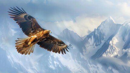 A majestic eagle soaring gracefully through the sky
