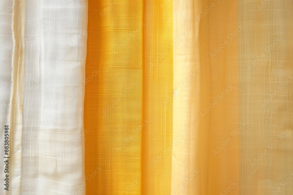 Poster abstract blur of mustard yellow and beige fabrics with earthy orange background, symmetrical composi