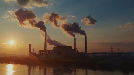 A coal power plant with smokestacks