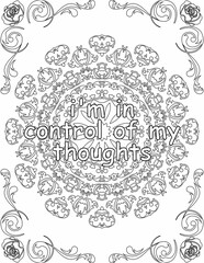 Printable mandala coloring page for kids and adults with inspirational quote for self talk and self improvement. it helps to succeed and struggle against life to enjoy the tough journey
