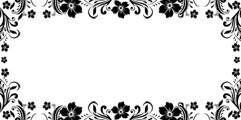 Flower Black color in white Background , Hand drawn sketch flowers vector