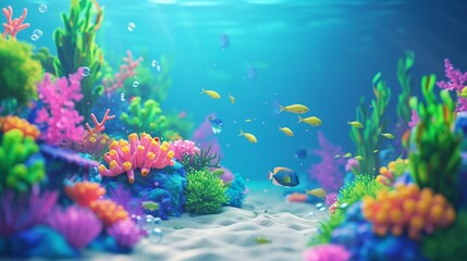 Obraz premium D abstract background depicting a cute underwater adventure AI generated illustration