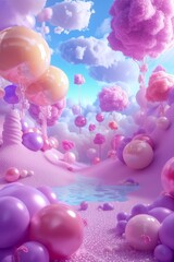 D abstract background with a charming dreamland theme  AI generated illustration