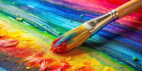 Obraz premium A close-up view of a vibrant brush stroke on a canvas, painting, art, abstract, acrylic, color, texture, stroke, creativity