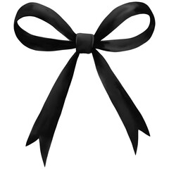 Black Bow PNG, Watercolor Ribbon Bow Clipart