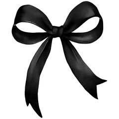 Black Bow PNG, Watercolor Ribbon Bow Clipart