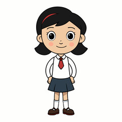 Schoolgirl standing vector illustration