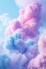 Obraz premium D pastel clouds floating in a cotton candy sky AI generated illustration