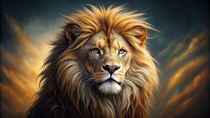 A detailed of a fierce lion with a majestic mane, wildlife, safari, predator, animal, roar, big cat, jungle, king of the jungle