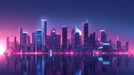 Naklejka premium D style illustration of a futuristic city with tall buildings AI generated illustration