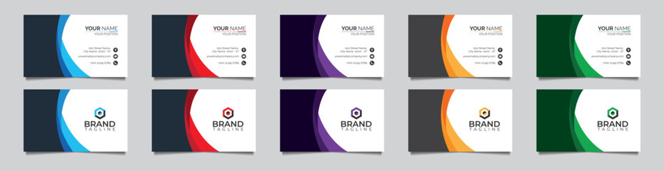 Naklejka premium Minimal golden business card template