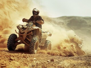 Man riding ATV on dirt road