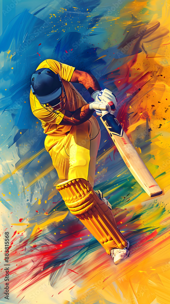 Wall mural Cricket banner batting vertical wallpaper cricket world cup background cricket tournament poster premier league wallpaper