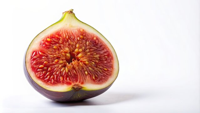 A close-up shot of a figi fruit on a white background, figi, tropical, fruit, sweet, juicy, exotic, healthy, organic